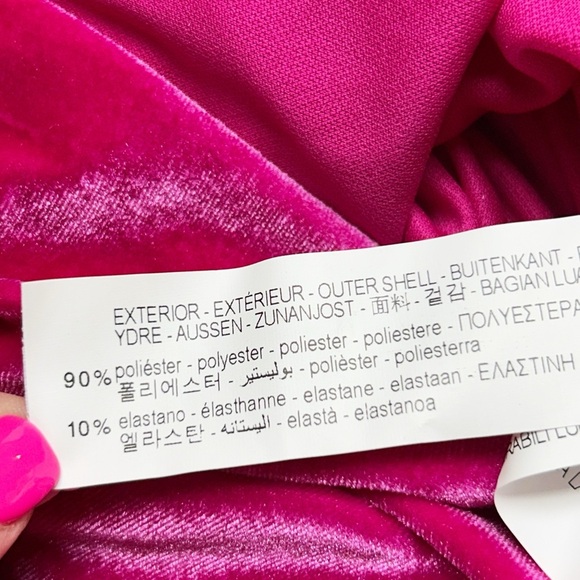 Zara Long Sleeve Hot Pink Velvet Bodysuit Size Small NWT - Picture 4 of 8